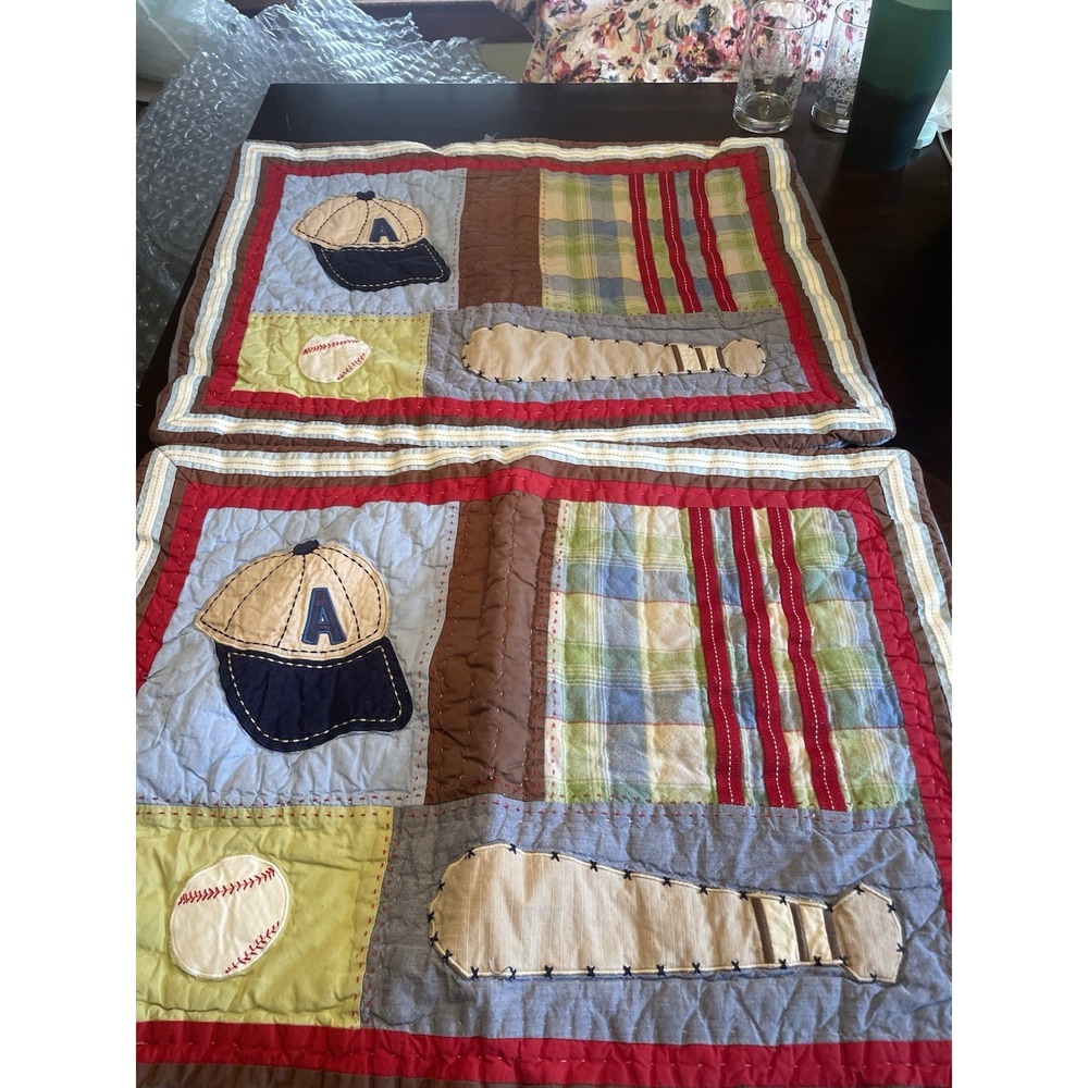 5 Pottery Barn kids Quilted Baseball Basketball pillow shams junior varsity - Picture 10 of 13